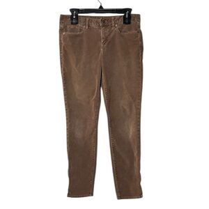 J Crew Corduroy Pants Women 28 Taupe Super Skinny Toothpick Stretch Cord Zip Hem